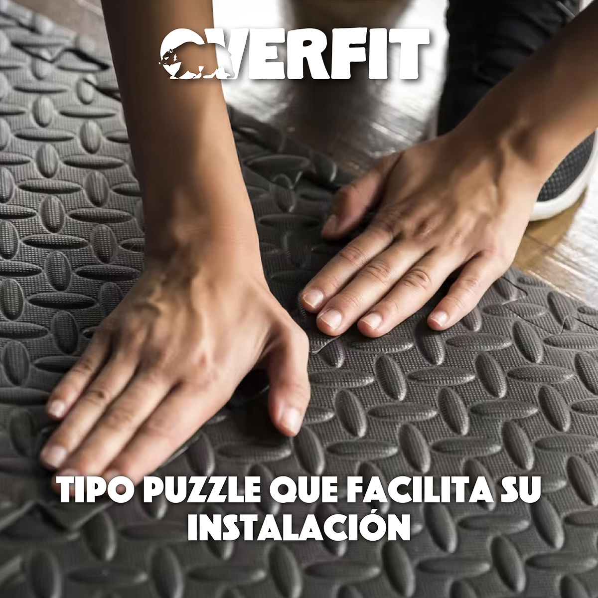 PISO OVERFIT GOMA EVA ALFOMBRA DEPORTIVA GIMANSIO 12MM 60X60 CM X8UN NEGRO - 7