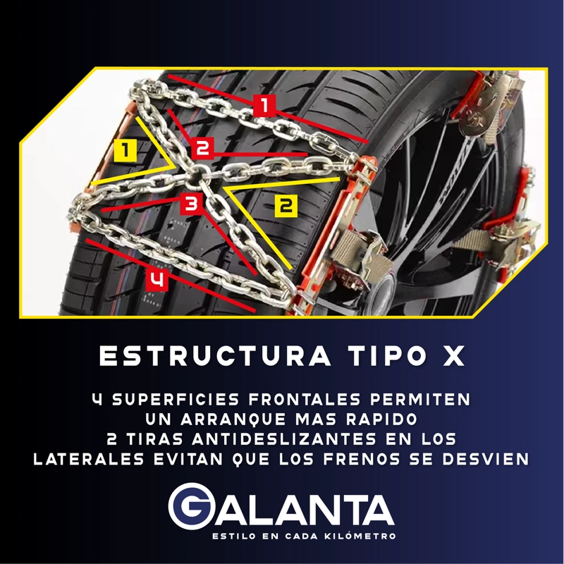 CADENAS PARA NIEVE GALANTA AUTO CAMIONETA SET X6 225-275MM - 3