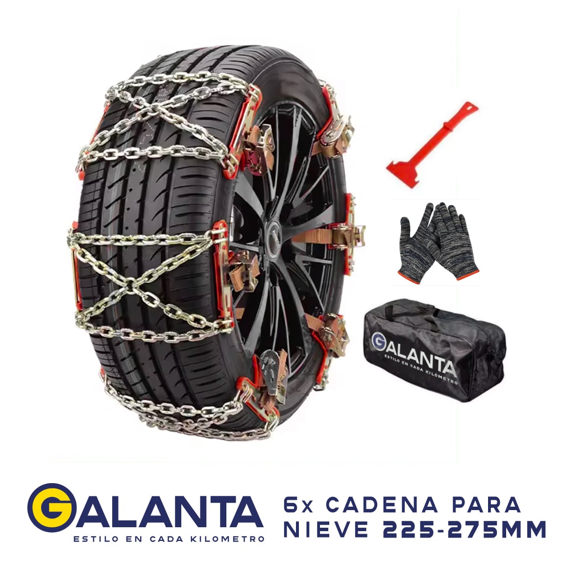 CADENAS PARA NIEVE GALANTA AUTO CAMIONETA SET X6 225-275MM - 9