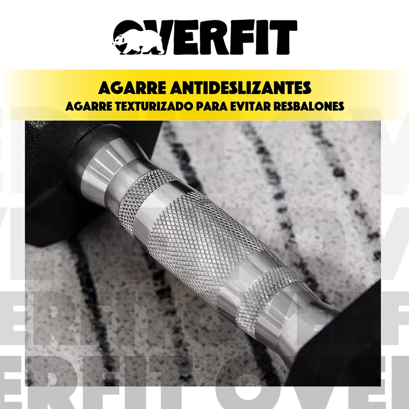 MANCUERNA HEXAGONAL 7.5KG ACERO Y CAUCHO OVERFIT - 5