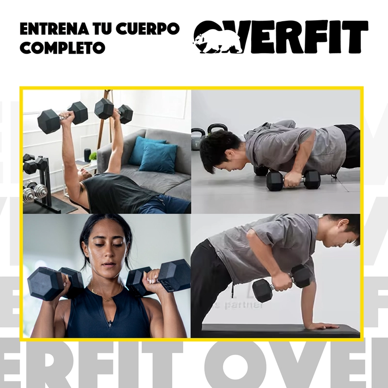 MANCUERNA HEXAGONAL 7.5KG ACERO Y CAUCHO OVERFIT - 7