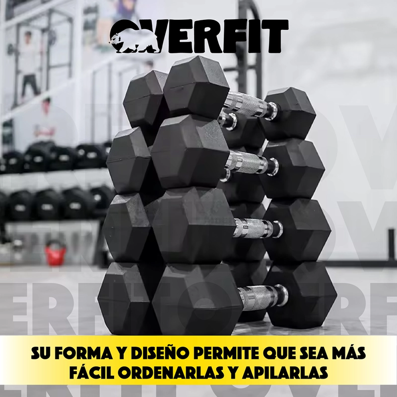 MANCUERNA HEXAGONAL 7.5KG ACERO Y CAUCHO OVERFIT - 8