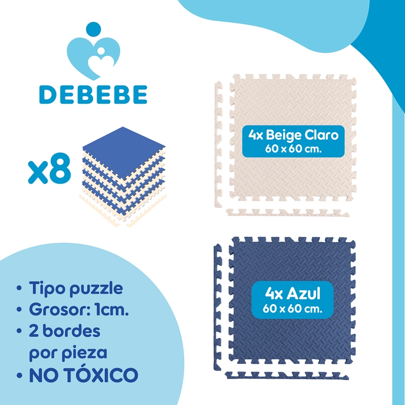 PISO BABYNEST GOMA EVA BEBÉ ALFOMBRA 10MM 60X60 CM SET X8 AZUL - 3