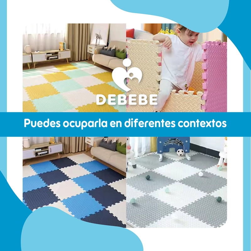 PISO BABYNEST GOMA EVA BEBÉ ALFOMBRA 10MM 60X60 CM SET X8 AZUL - 9