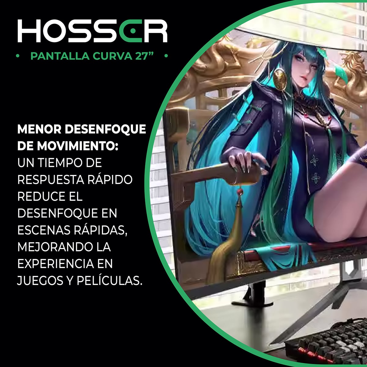 MONITOR GAMER CURVO 27 PULGADAS HOSSER FHD GAMING MONITOR - 5