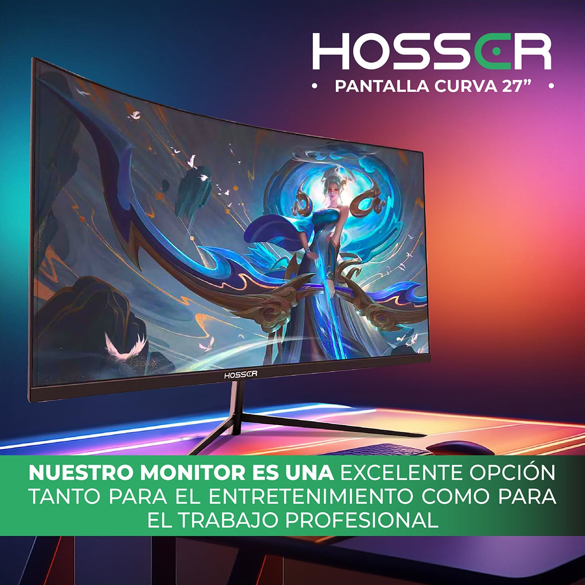 MONITOR GAMER CURVO 27 PULGADAS HOSSER FHD GAMING MONITOR - 9