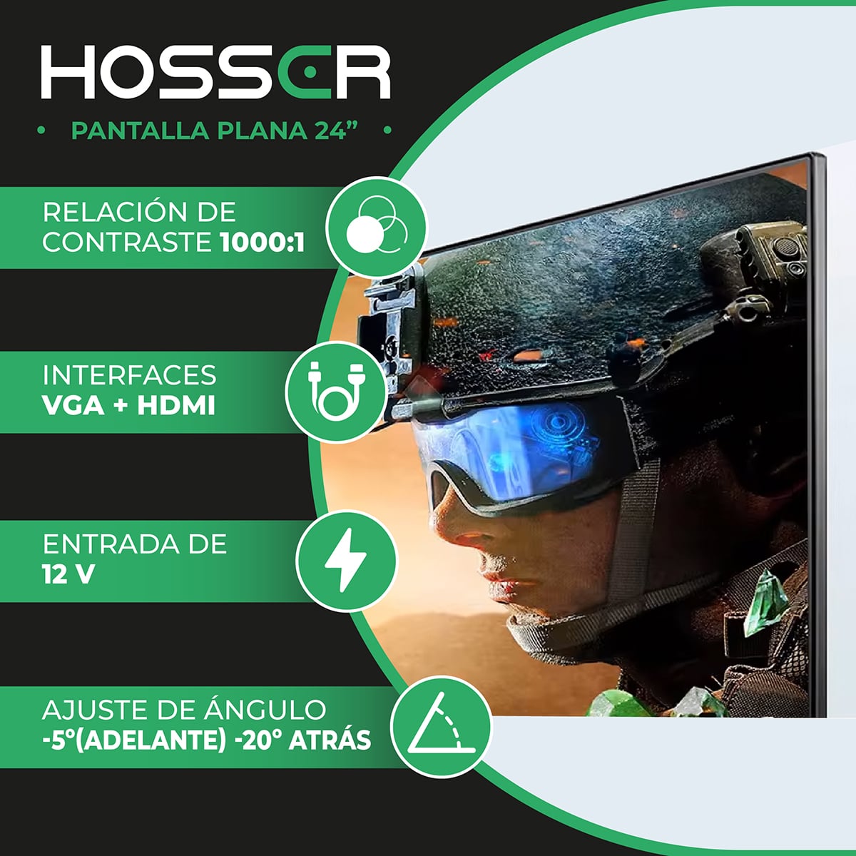MONITOR HOSSER NOTEBOOK PC PLANO 24 PULGADAS FULL HD HDMI - 3