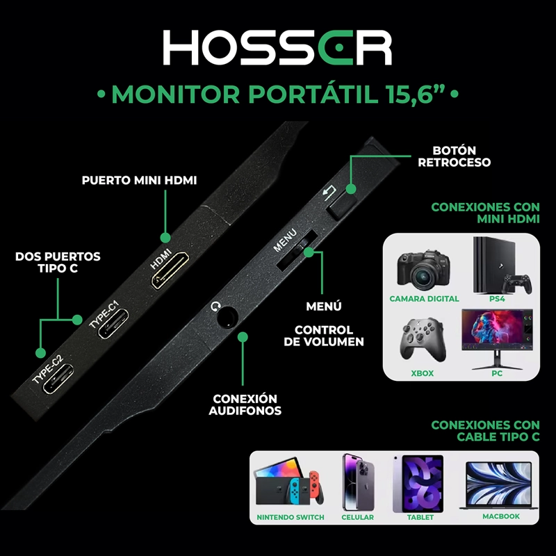 MONITOR HOSSER NOTEBOOK PORTÁTIL GAMING 15.6 FHD PARLANTE - 4