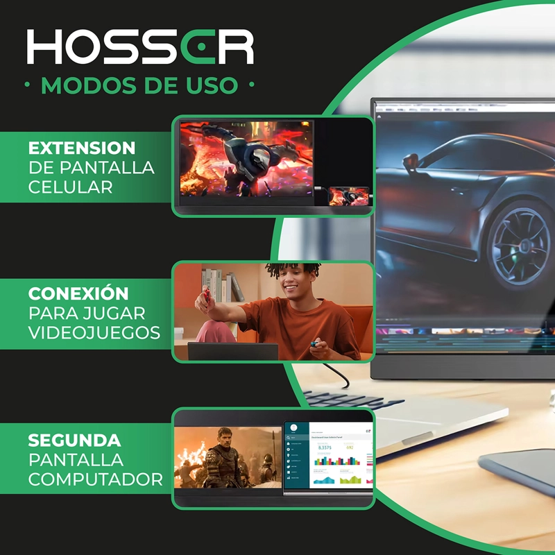MONITOR HOSSER NOTEBOOK PORTÁTIL GAMING 15.6 FHD PARLANTE - 7