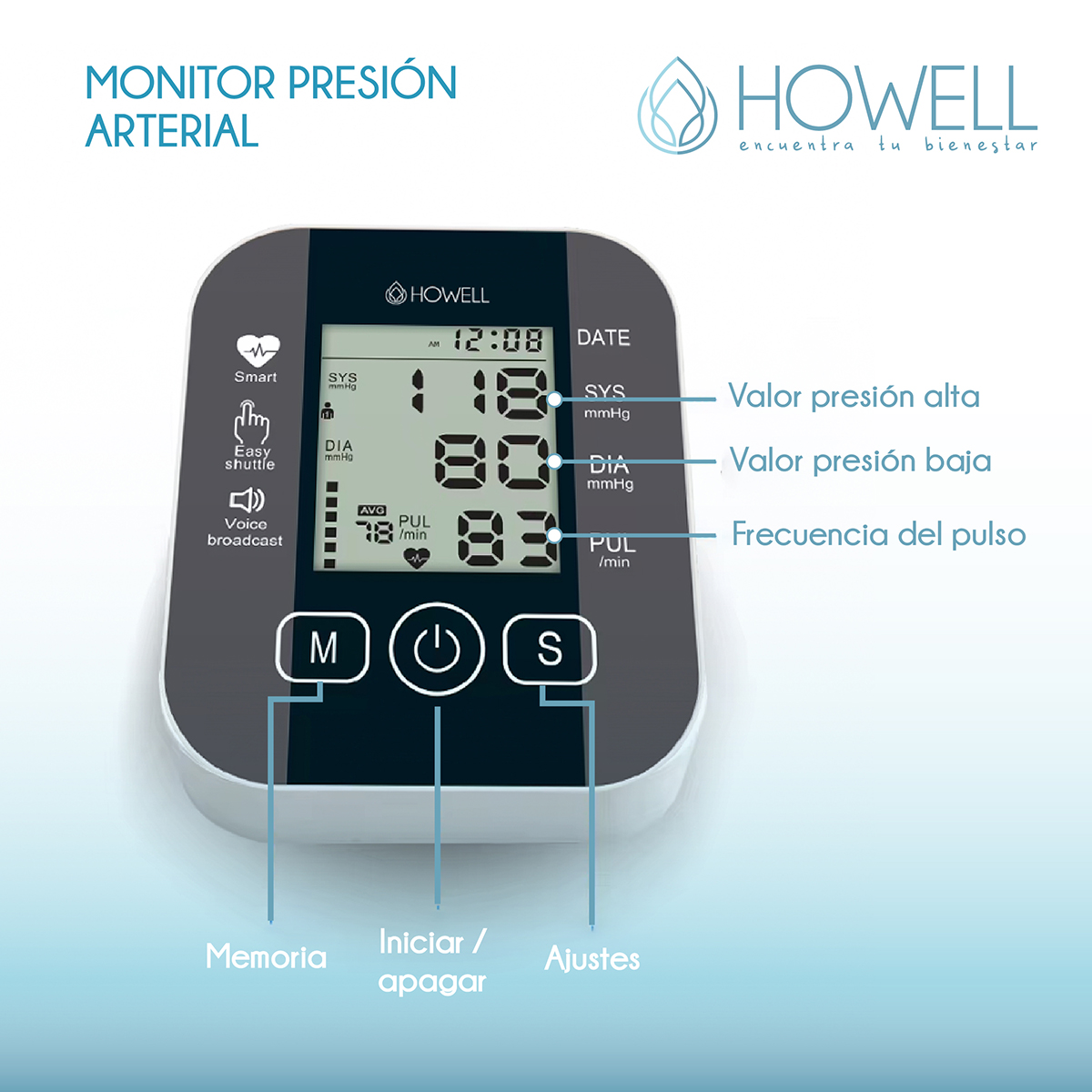 TENSIOMETRO TOMA PRESION DIGITAL USB BATERIA HOWELL T-300 - 3