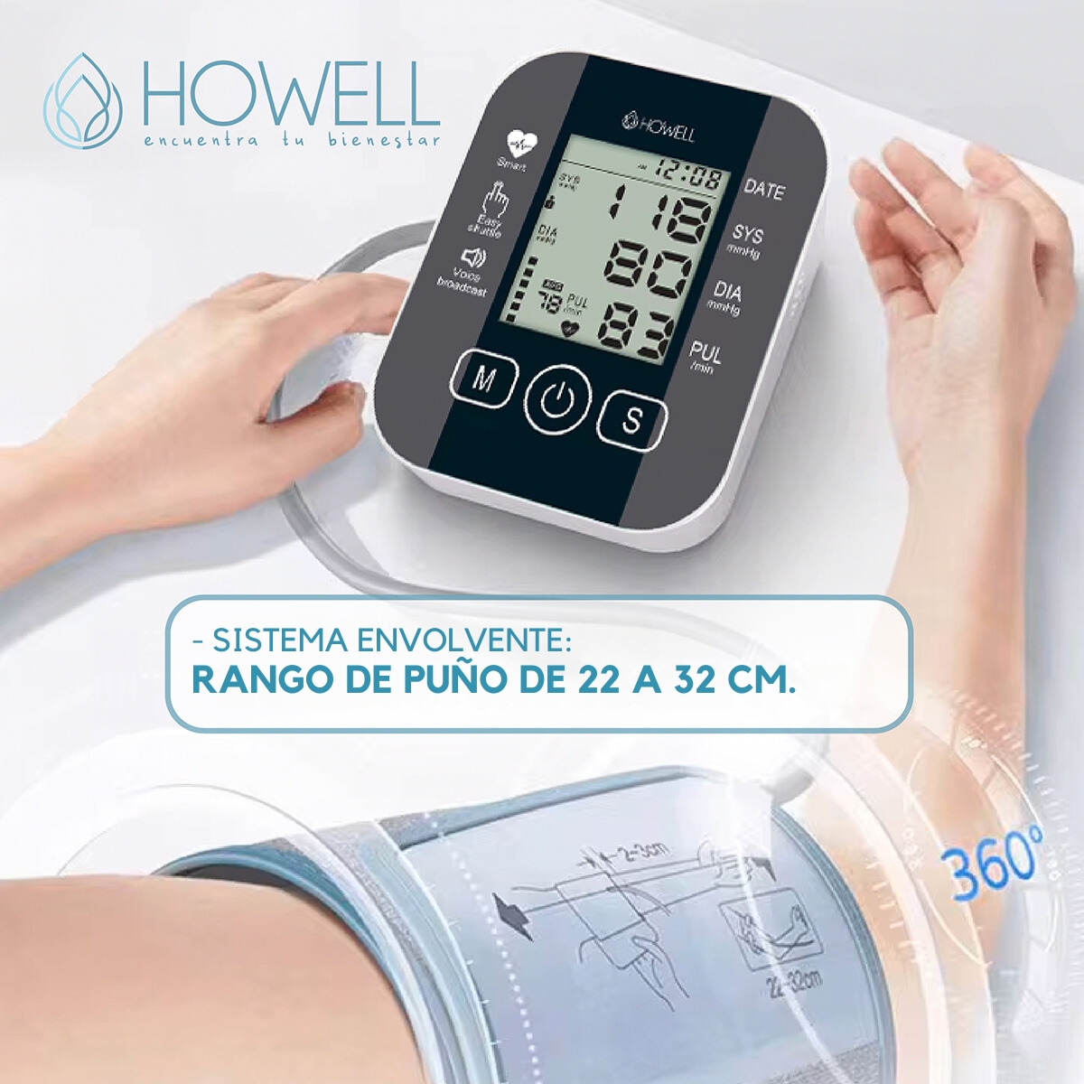 TENSIOMETRO TOMA PRESION DIGITAL USB BATERIA HOWELL T-300 - 4