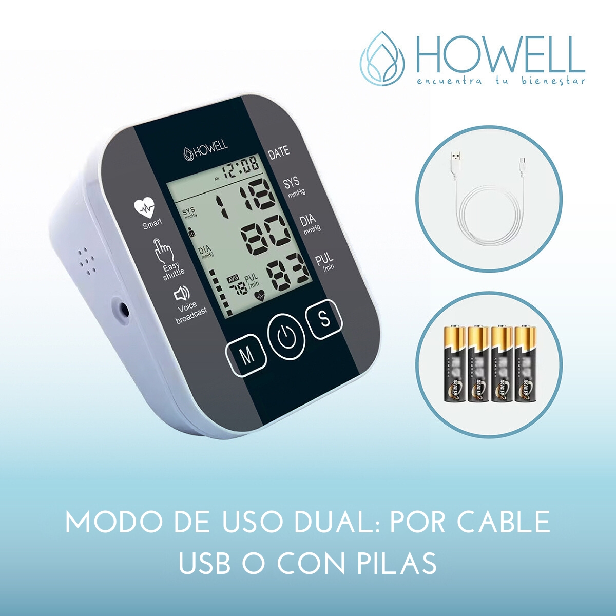 TENSIOMETRO TOMA PRESION DIGITAL USB BATERIA HOWELL T-300 - 7