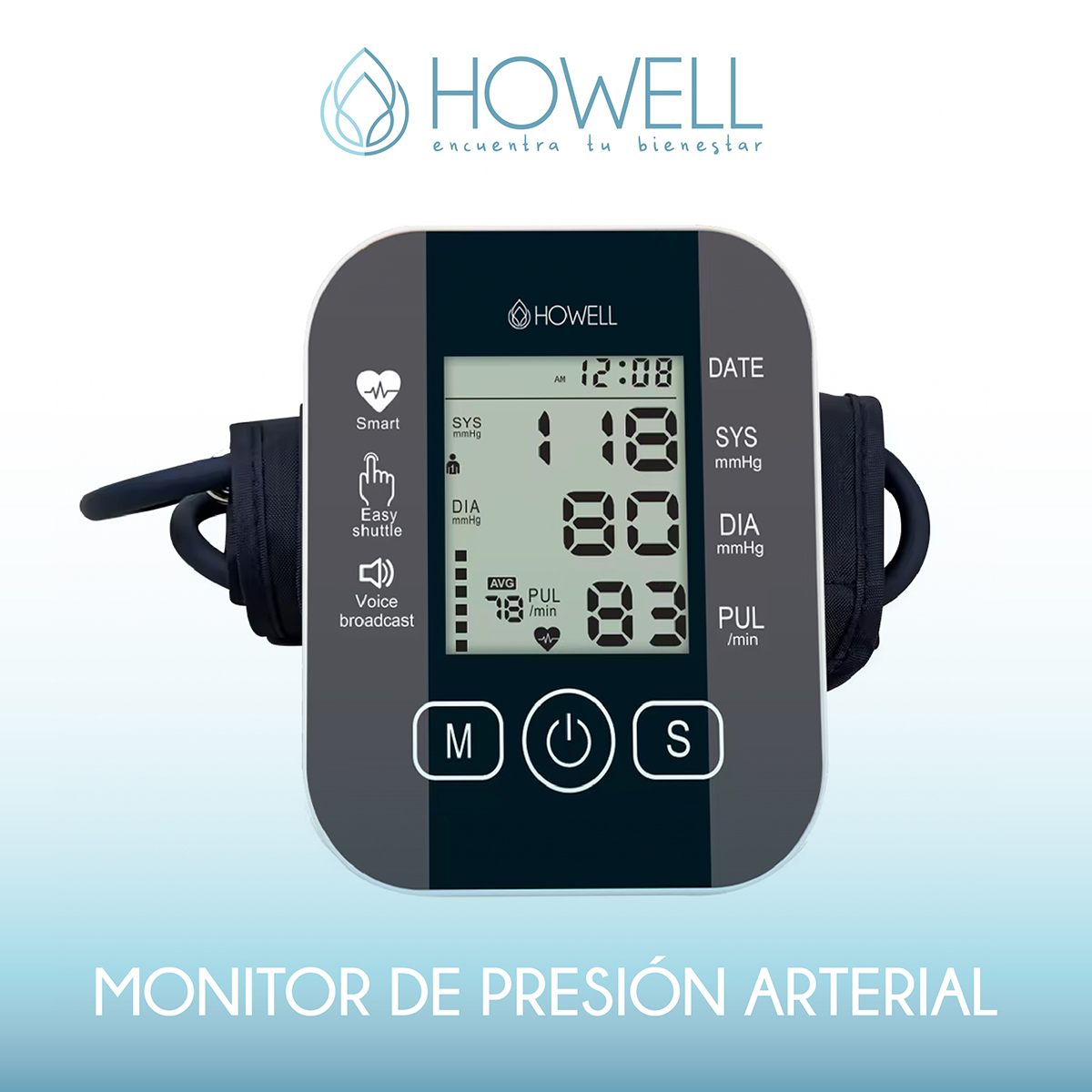 TENSIOMETRO TOMA PRESION DIGITAL USB BATERIA HOWELL T-300 - 9