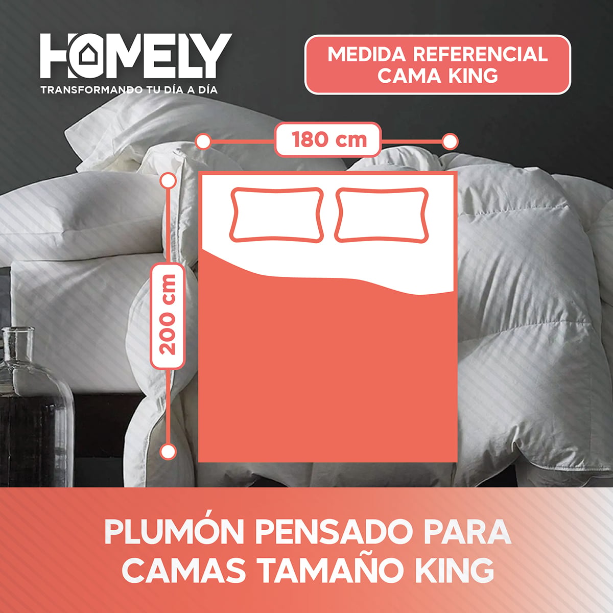 CUBRECAMA HOMELY KING BLANCO COBERTOR PLUMA PECHO GANSO LUXURY - 3