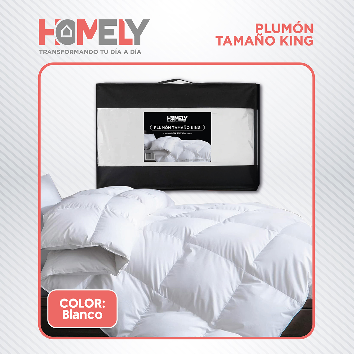CUBRECAMA HOMELY KING BLANCO COBERTOR PLUMA PECHO GANSO LUXURY - 6