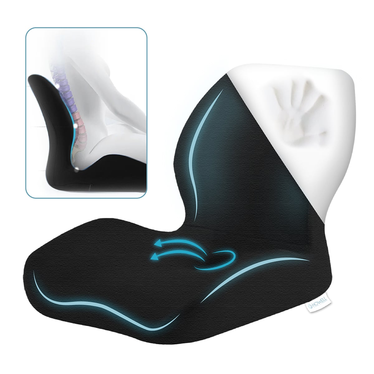 COJÍN HOWELL ORTOPÉDICO ASIENTO Y ESPALDA LUMBAR 2 EN 1 - 1