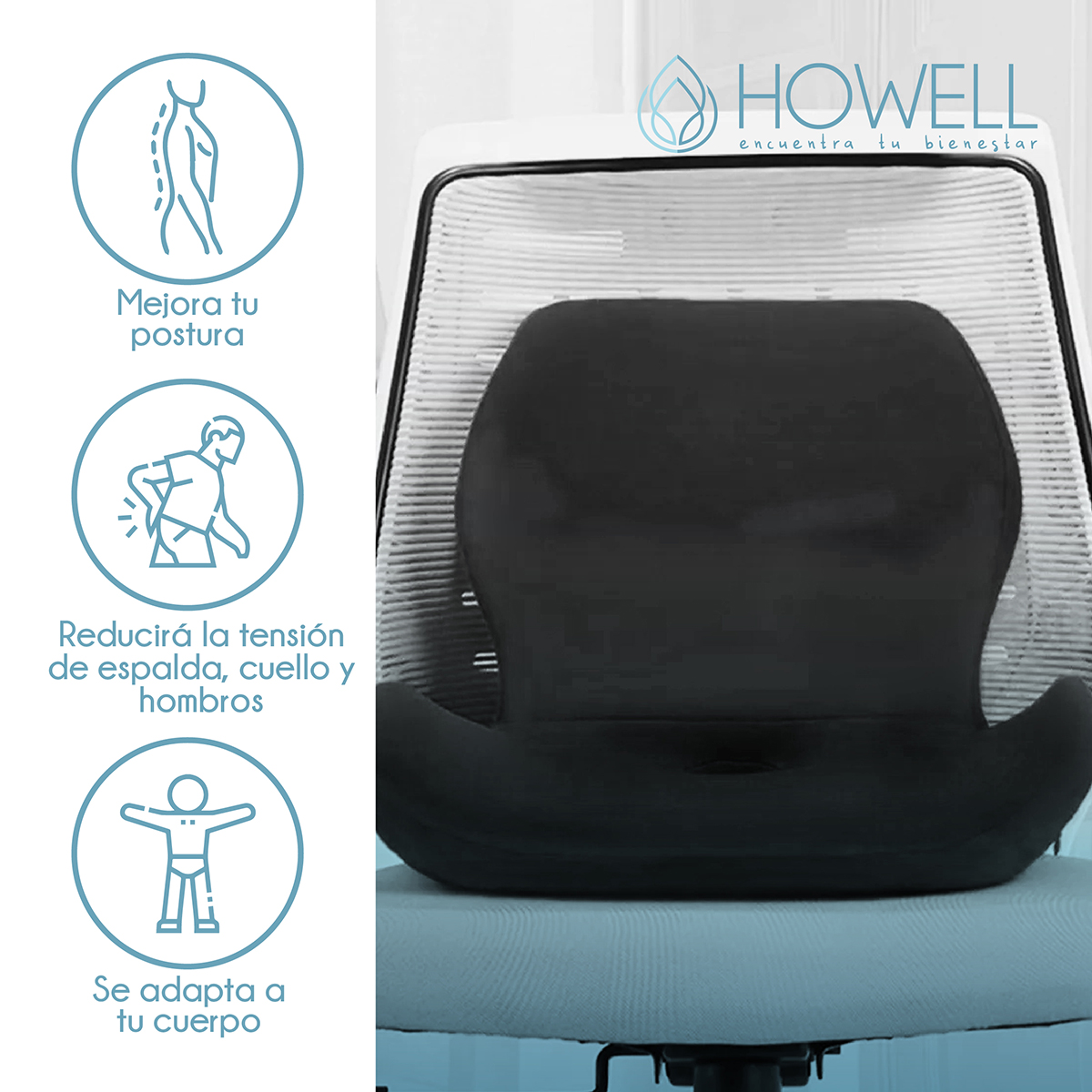 COJÍN HOWELL ORTOPÉDICO ASIENTO Y ESPALDA LUMBAR 2 EN 1 - 2