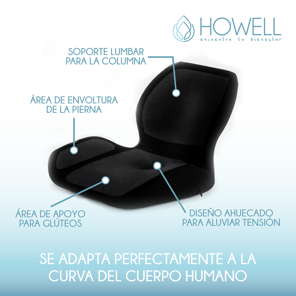 COJÍN HOWELL ORTOPÉDICO ASIENTO Y ESPALDA LUMBAR 2 EN 1 - 4