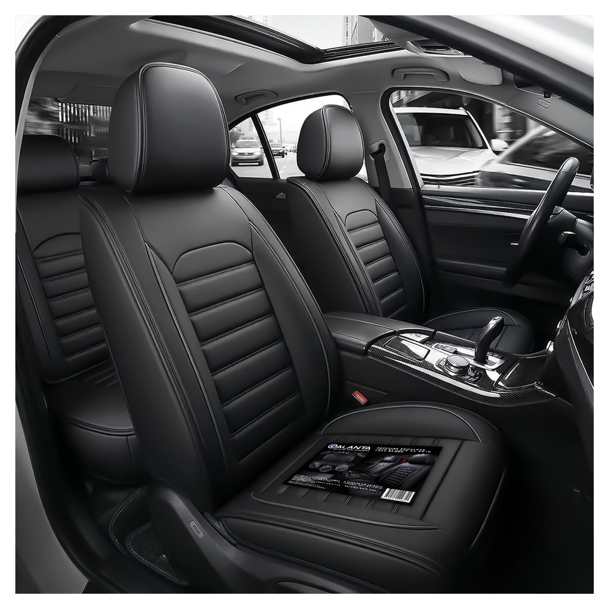 FUNDA CUBRE ASIENTO GALANTA ECOCUERO SET 5 ASIENTOS LUXURY - 1