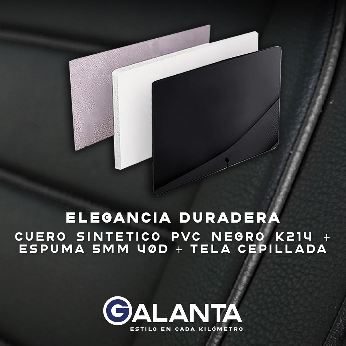 FUNDA CUBRE ASIENTO GALANTA ECOCUERO SET 5 ASIENTOS LUXURY - 6