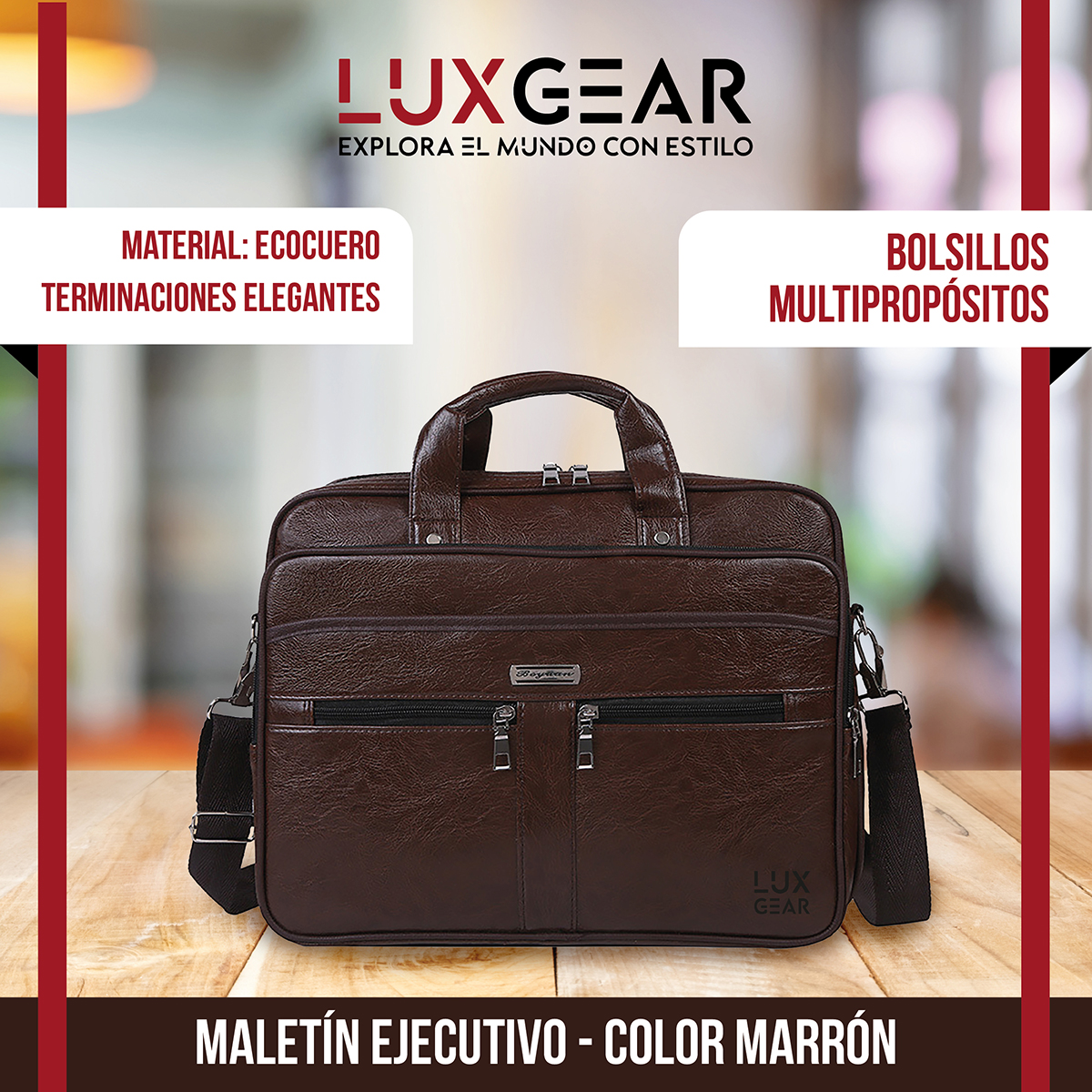 MALETIN CUERO LUXGEAR OFICINA NOTEBOOK TABLET 15.6 PULGADAS - 2