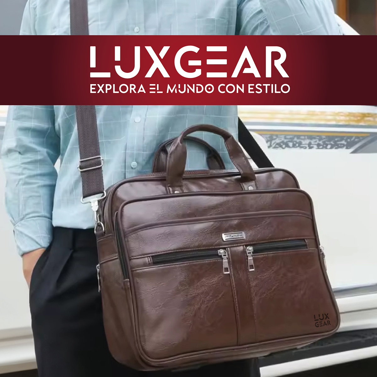 MALETIN CUERO LUXGEAR OFICINA NOTEBOOK TABLET 15.6 PULGADAS - 6