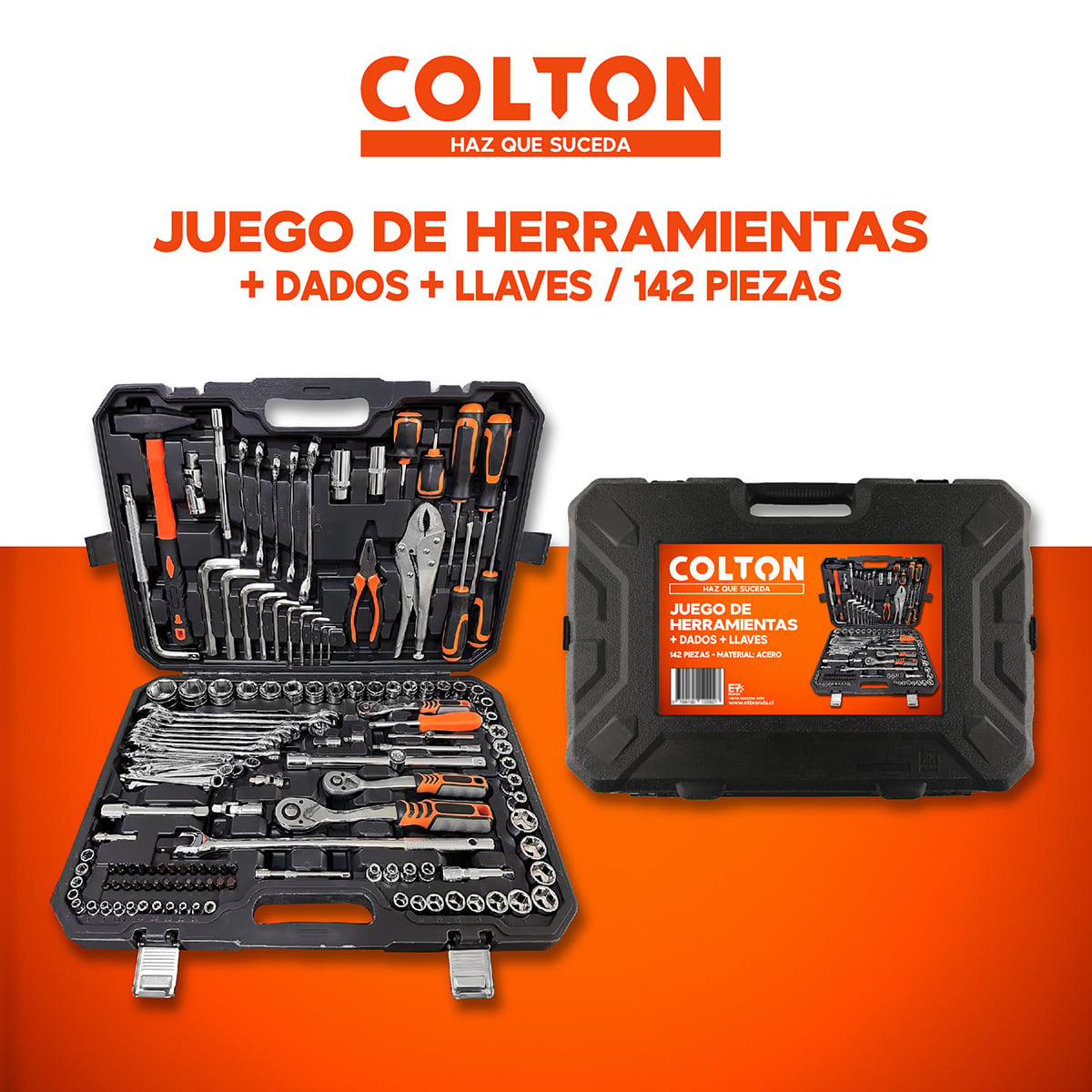 SET 142 HERRAMIENTAS MANUALES COMBINADAS MECÁNICAS DADOS - 6