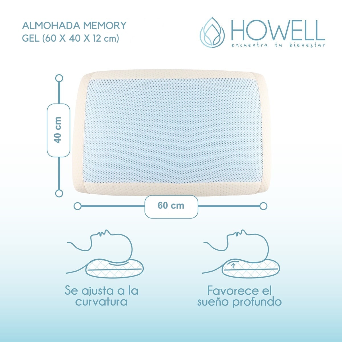 ALMOHADA GEL ORTOPE DICA VISCOELASTICA HOWELL MEMORY 60X40CM - 2