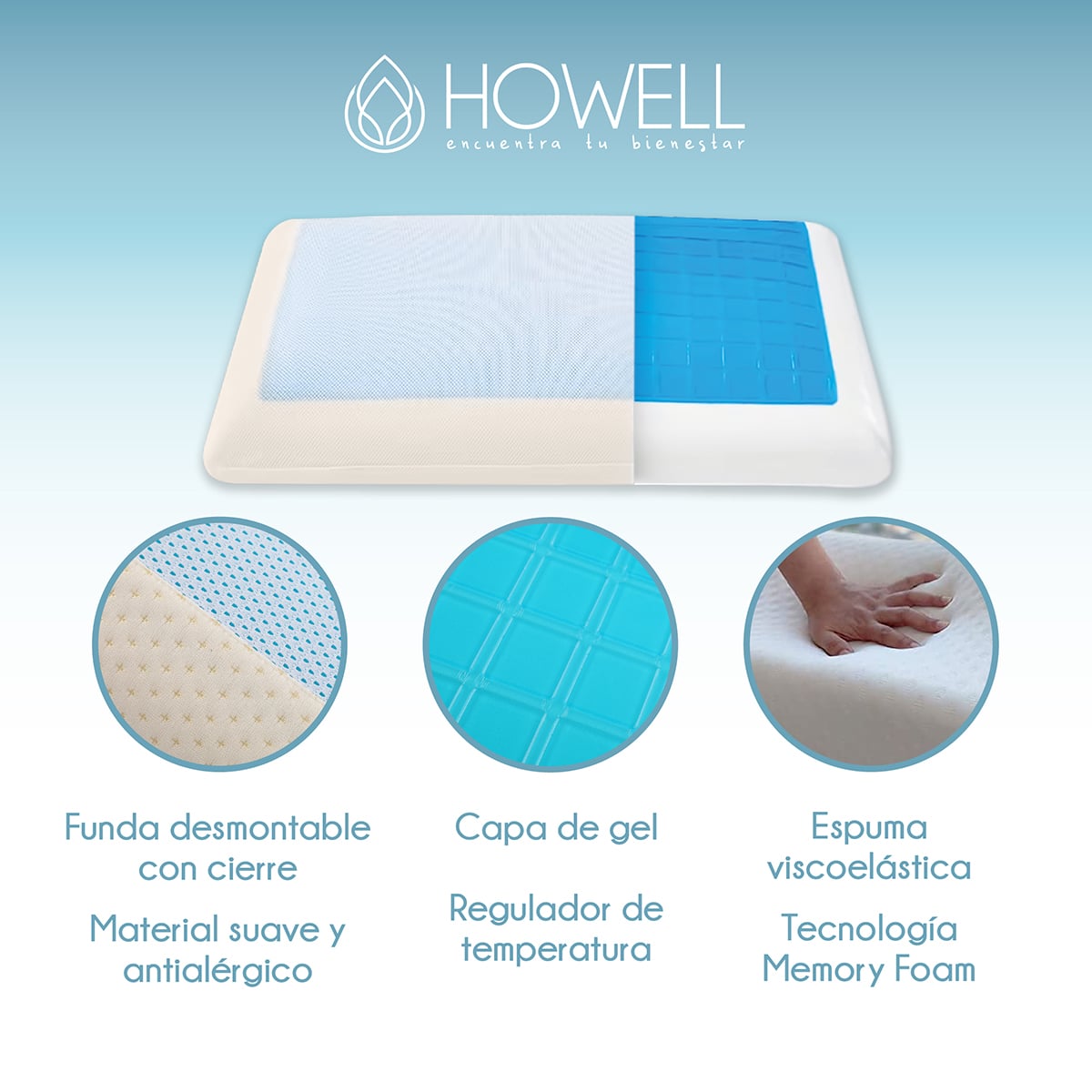 ALMOHADA GEL ORTOPE DICA VISCOELASTICA HOWELL MEMORY 60X40CM - 4