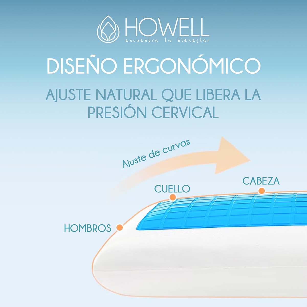 ALMOHADA GEL ORTOPE DICA VISCOELASTICA HOWELL MEMORY 60X40CM - 5