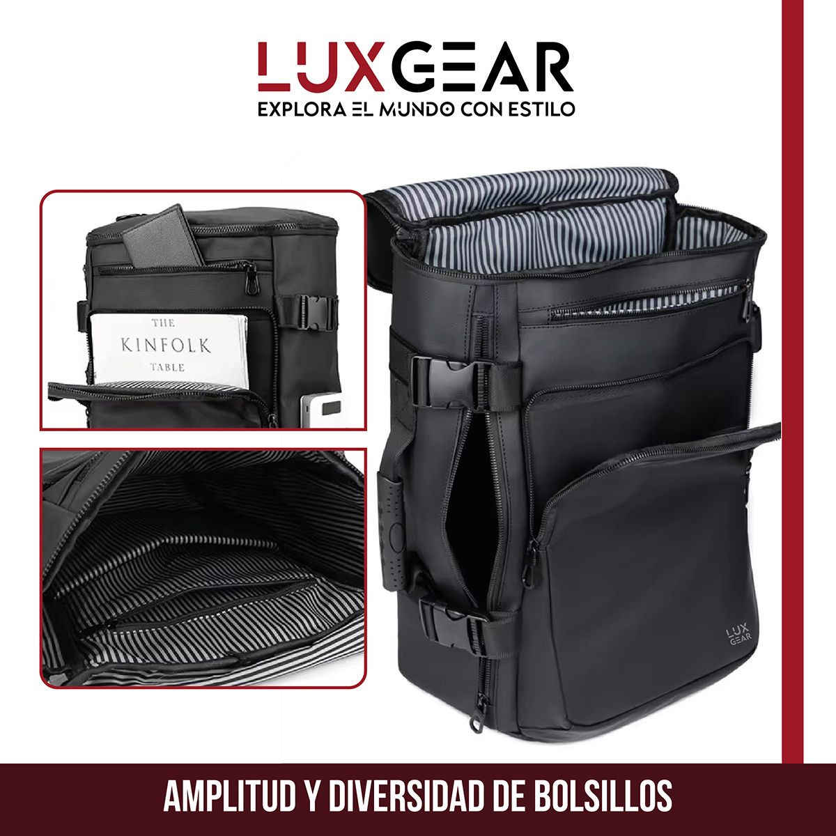 MOCHILA NOTEBOOK ANTIRROBO LUXGEAR SLEEK IMPERMEABLE 3 EN 1 - 5