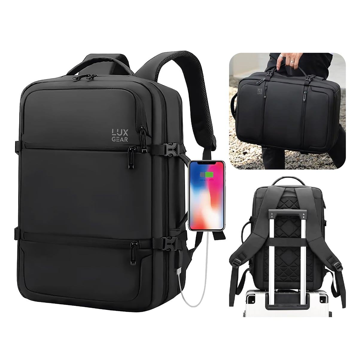 MOCHILA NOTEBOOK VIAJE LUXGEAR ELITE IMPERMEABLE EJECUTIVA - 1