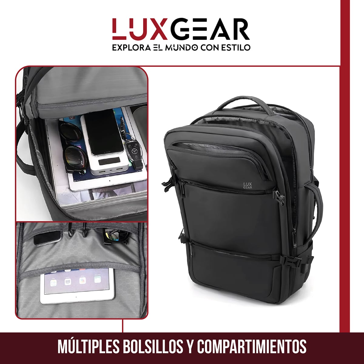MOCHILA NOTEBOOK VIAJE LUXGEAR ELITE IMPERMEABLE EJECUTIVA - 3