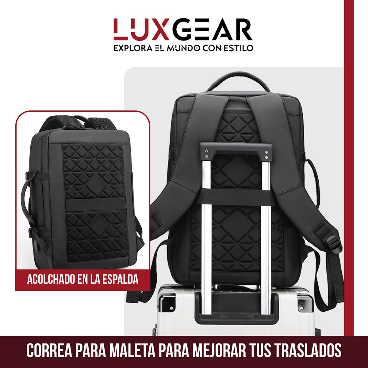 MOCHILA NOTEBOOK VIAJE LUXGEAR ELITE IMPERMEABLE EJECUTIVA - 6