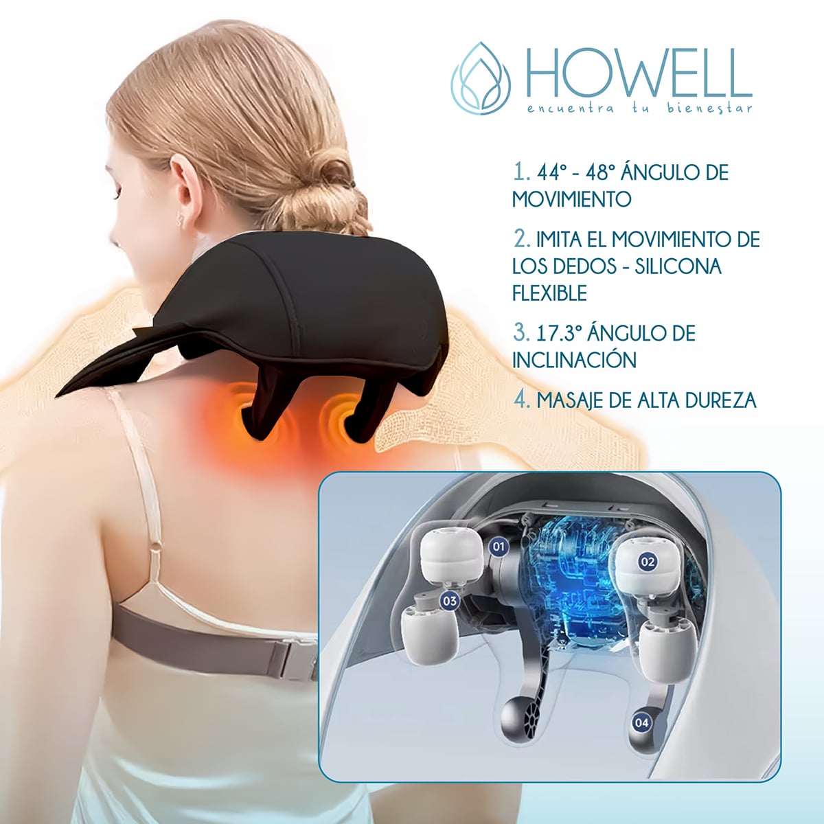 MASAJEADOR HOWELL CUELLO INALÁMBRICO V5 CERVICAL ESPALDA - 4