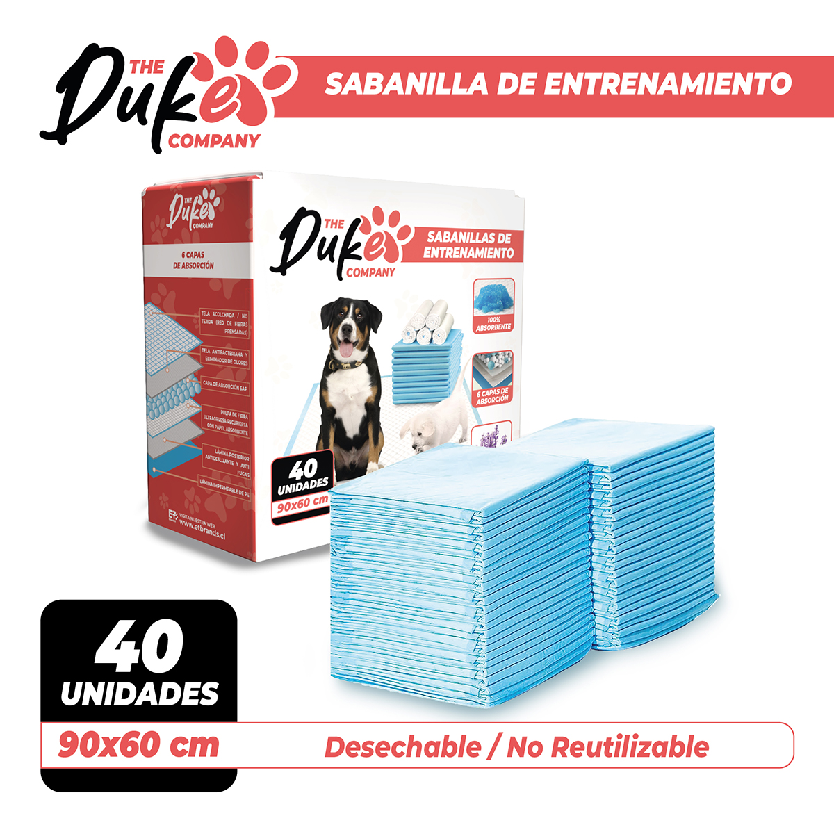 SABANILLAS PARA PERRO 90X60 DUKE 6 CAPAS AROMATICAS 40U - 7