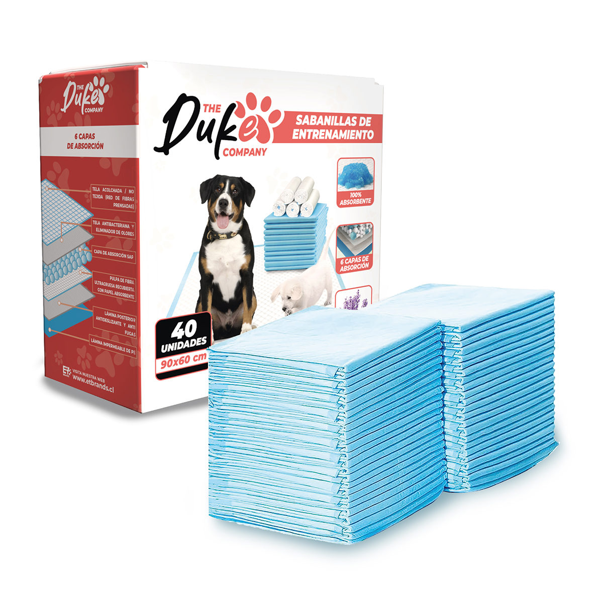 SABANILLAS PARA PERRO 90X60 DUKE 6 CAPAS AROMATICAS 40U - 9