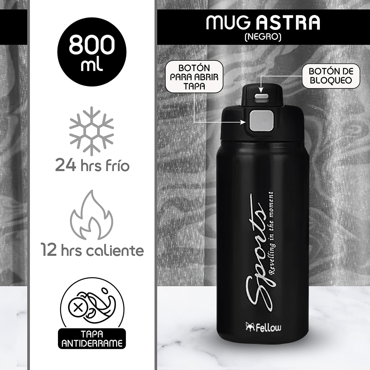 TERMO BOTELLA TERMICA ASTRA BY FELLOW MUG AGUA CAFE 800ML - 2