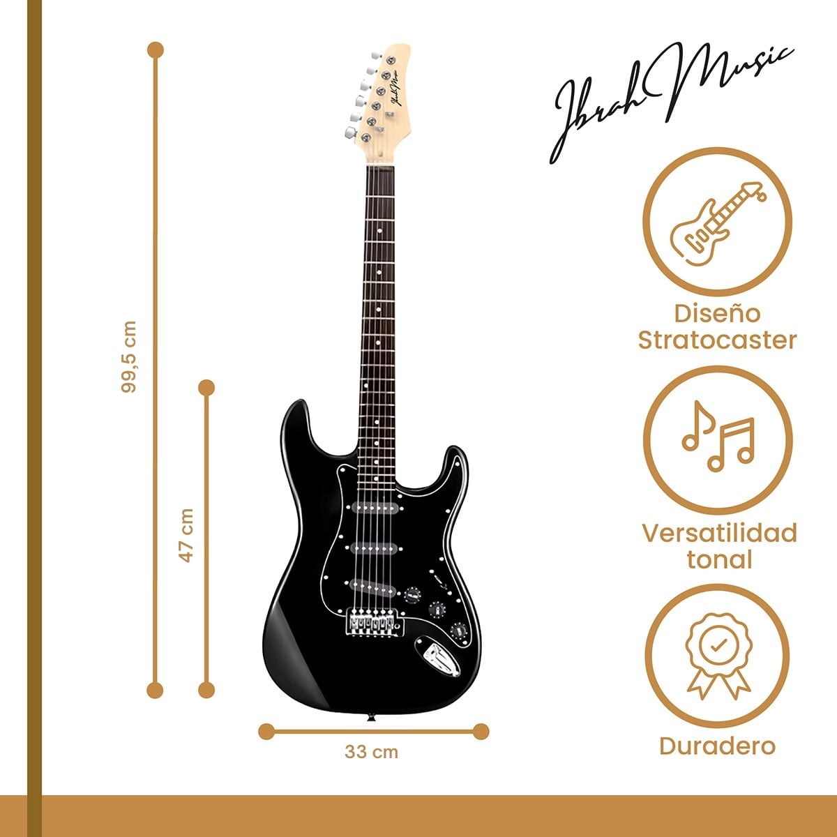 GUITARRA ELE CTRICA STRATO IBRAH + AMPLIF + ACCESORIOS NEGRA - 2