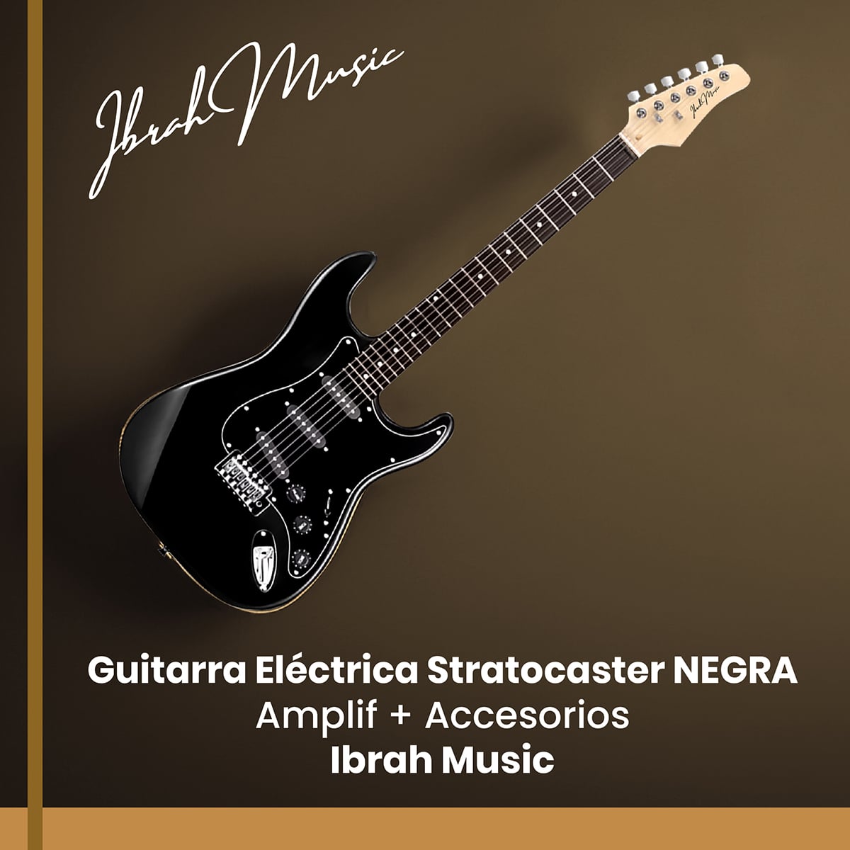 GUITARRA ELE CTRICA STRATO IBRAH + AMPLIF + ACCESORIOS NEGRA - 9