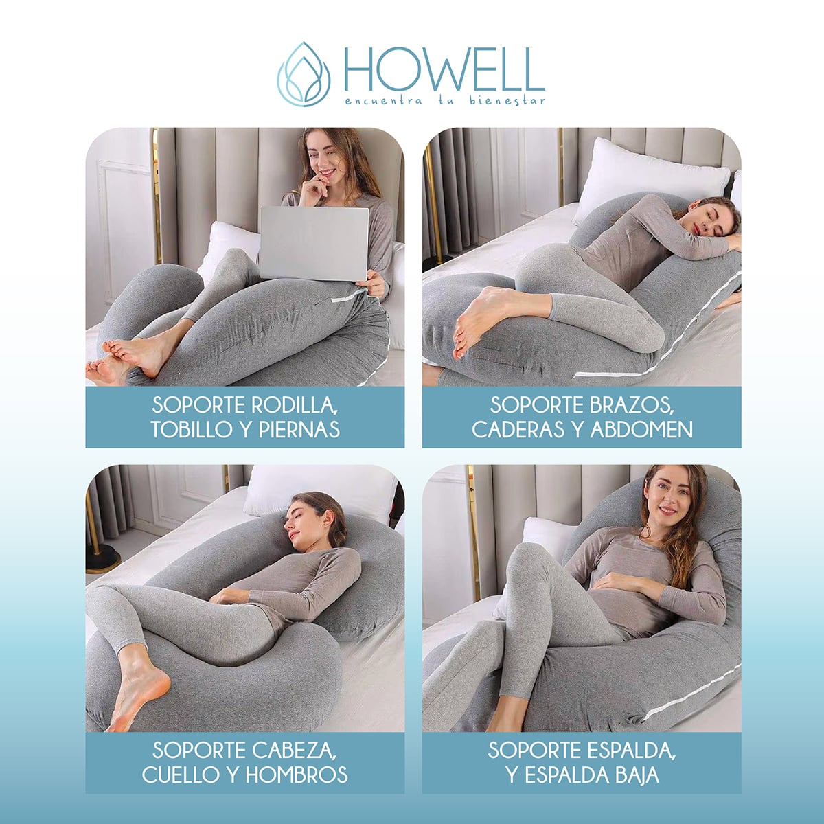 COJÍN HOWELL MATERNAL LACTANCIA EMBARAZADAS ALMOHADA BABYNEST GRIS - 4
