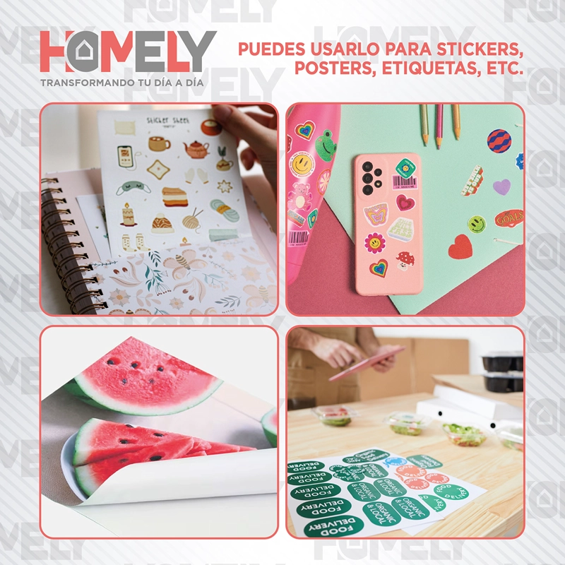 PAPEL FOTOGRAFICO GLOSSY ADHESIVO A4 135 GRS HOMELY 100 HOJA - 6