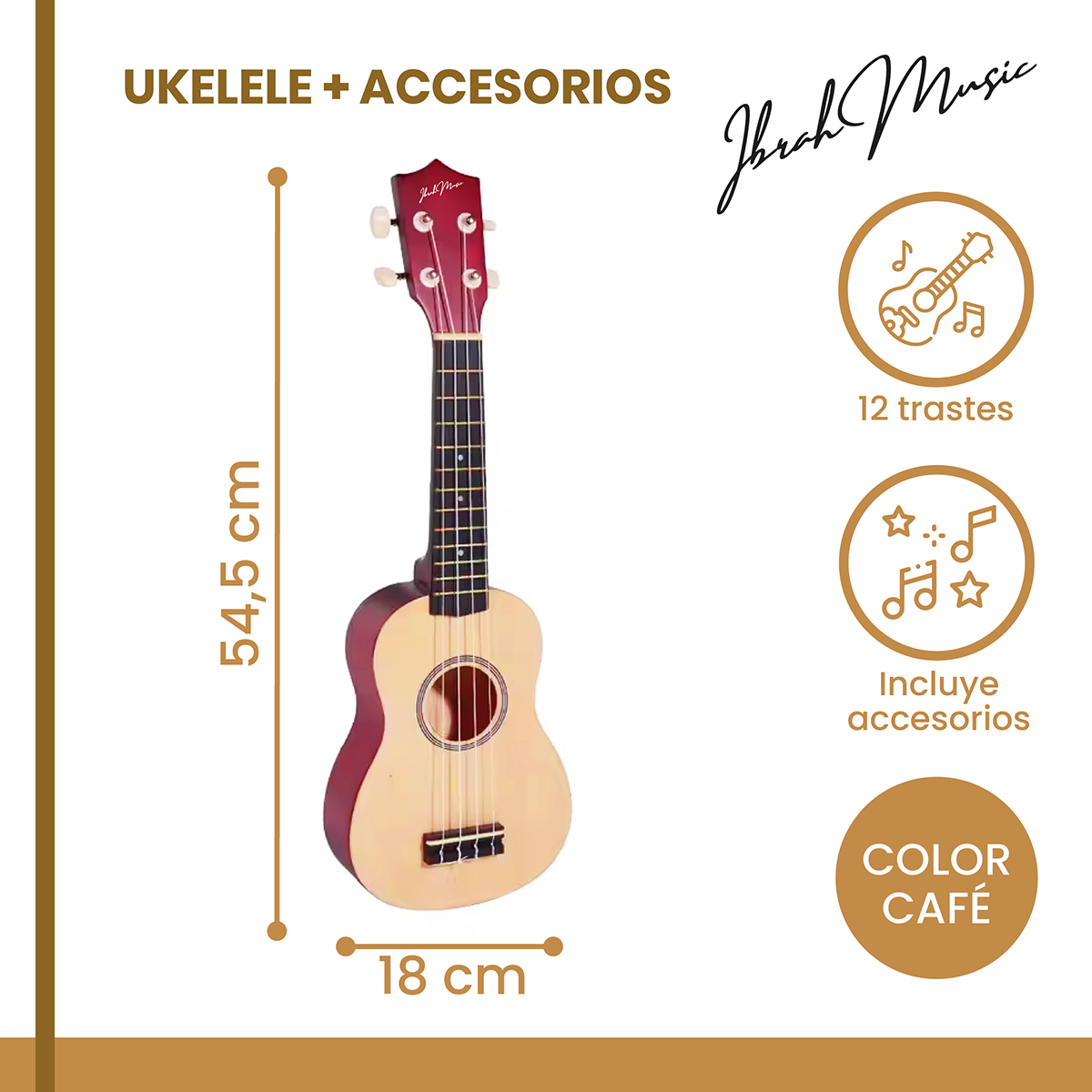 UKELELE SOPRANO CONCIERTO IBRAH 21 PULGADAS + ACCESORIOS - 2