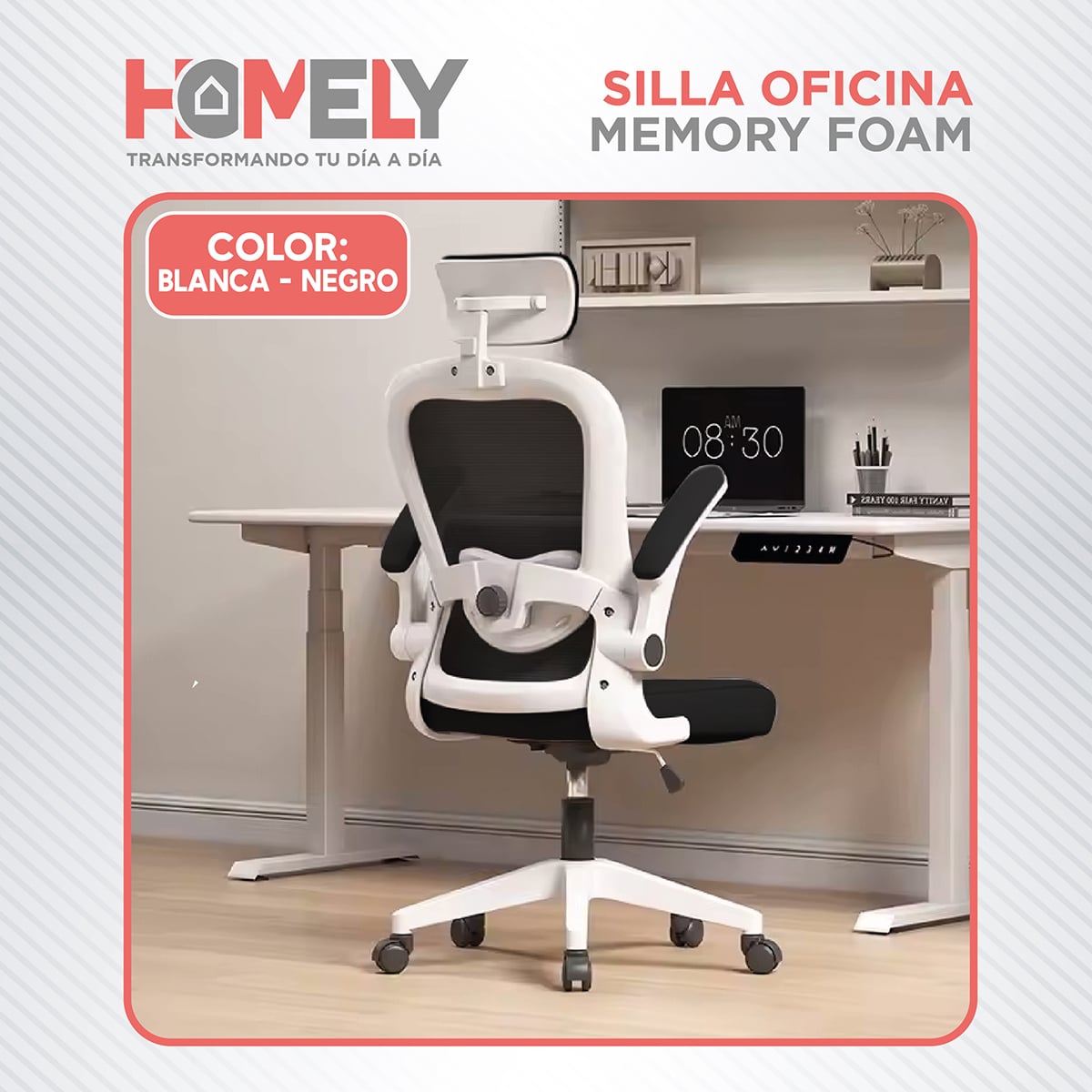 SILLA OFICINA HOMELY ERGONÓMICA NEGRO ESCRITORIO EJECUTIVA GERENCIAL - 9