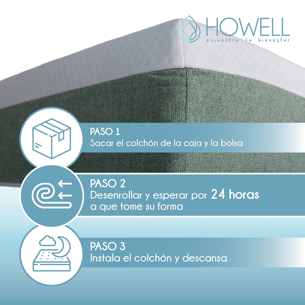 COLCHON MEMORY FOAM ESPUMA VISCOELASTICA 20CM HOWELL 2 PLAZA - 2