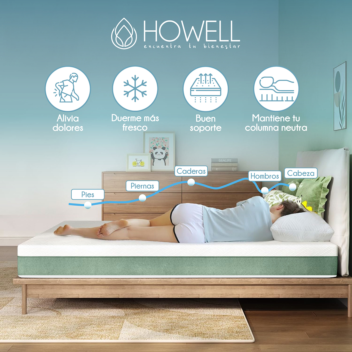COLCHON MEMORY FOAM ESPUMA VISCOELASTICA 20CM HOWELL 2 PLAZA - 6