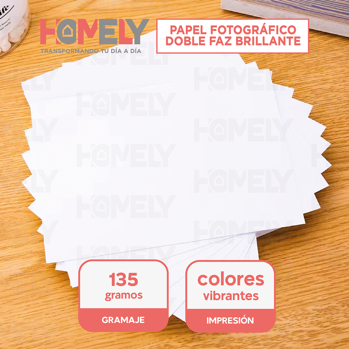 PAPEL FOTOGRÁFICO HOMELY A4 DOBLE FAZ CAMARA FOTO 100 UNIDAD - 2