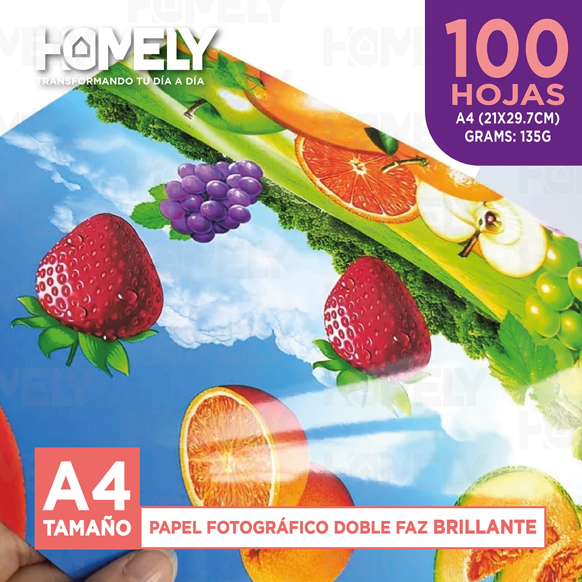 PAPEL FOTOGRÁFICO HOMELY A4 DOBLE FAZ CAMARA FOTO 100 UNIDAD - 3