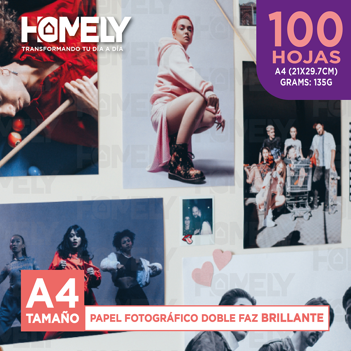 PAPEL FOTOGRÁFICO HOMELY A4 DOBLE FAZ CAMARA FOTO 100 UNIDAD - 5