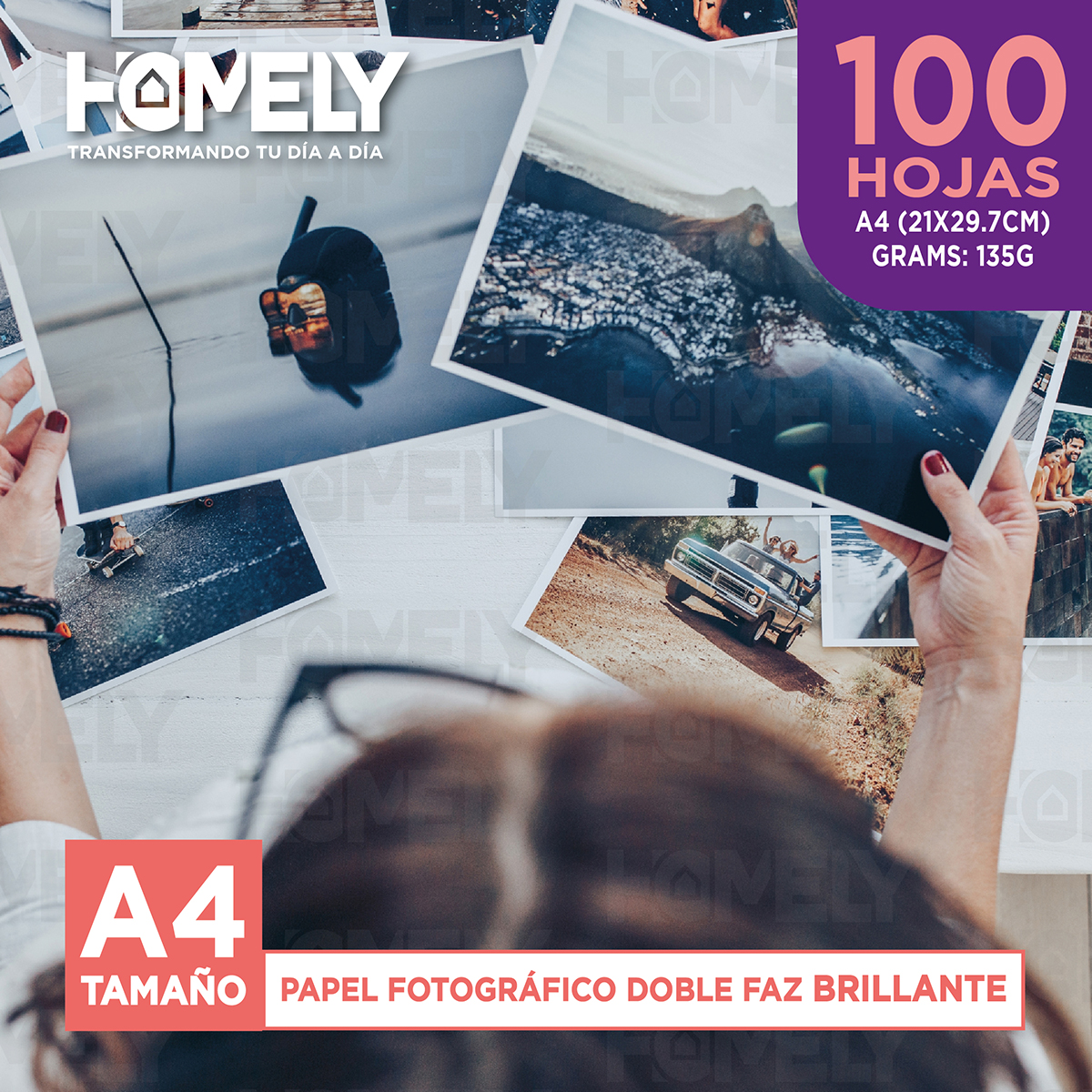 PAPEL FOTOGRÁFICO HOMELY A4 DOBLE FAZ CAMARA FOTO 100 UNIDAD - 6